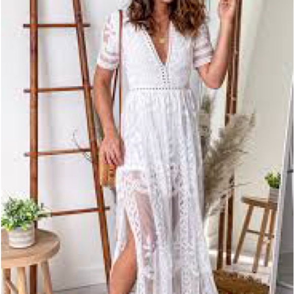 Source Unknown Dresses & Skirts - Source Unknown White Lace Maxi Dress